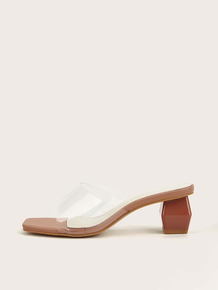 Clear Sculptural Heeled Mules | SHEIN