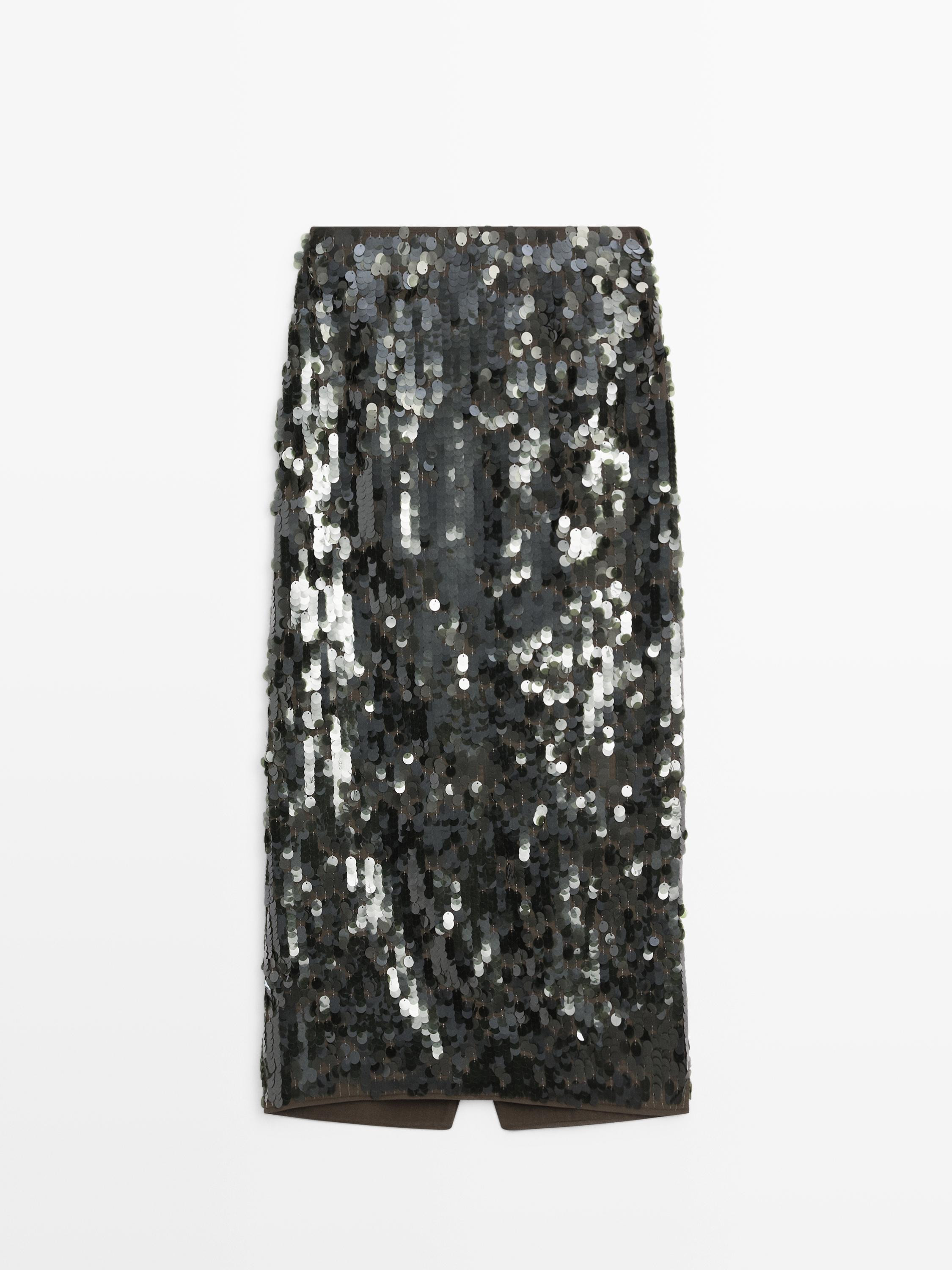 Midi skirt with sequins | Massimo Dutti UK