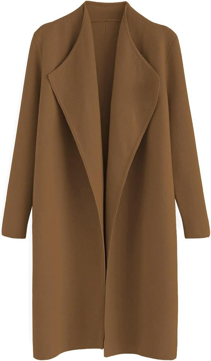 CHICWISH Women's Classy Open Front Knit Coat Cardigan Coatigan Light Jacket | Amazon (US)