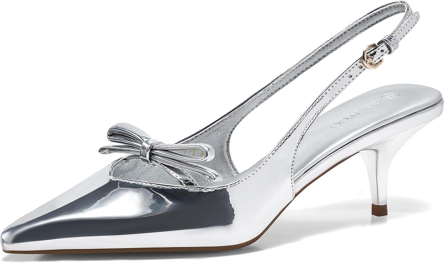 Coutgo Womens Bow Slingback Heels Low Kitten Heel Pumps Closed Pointed Toe Party Wedding Dress Sh... | Amazon (US)
