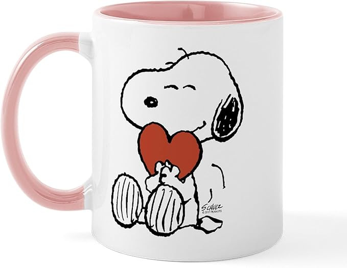 CafePress Snoopy On Heart Mugs 11 oz (325 ml) Ceramic Coffee Mug | Amazon (US)