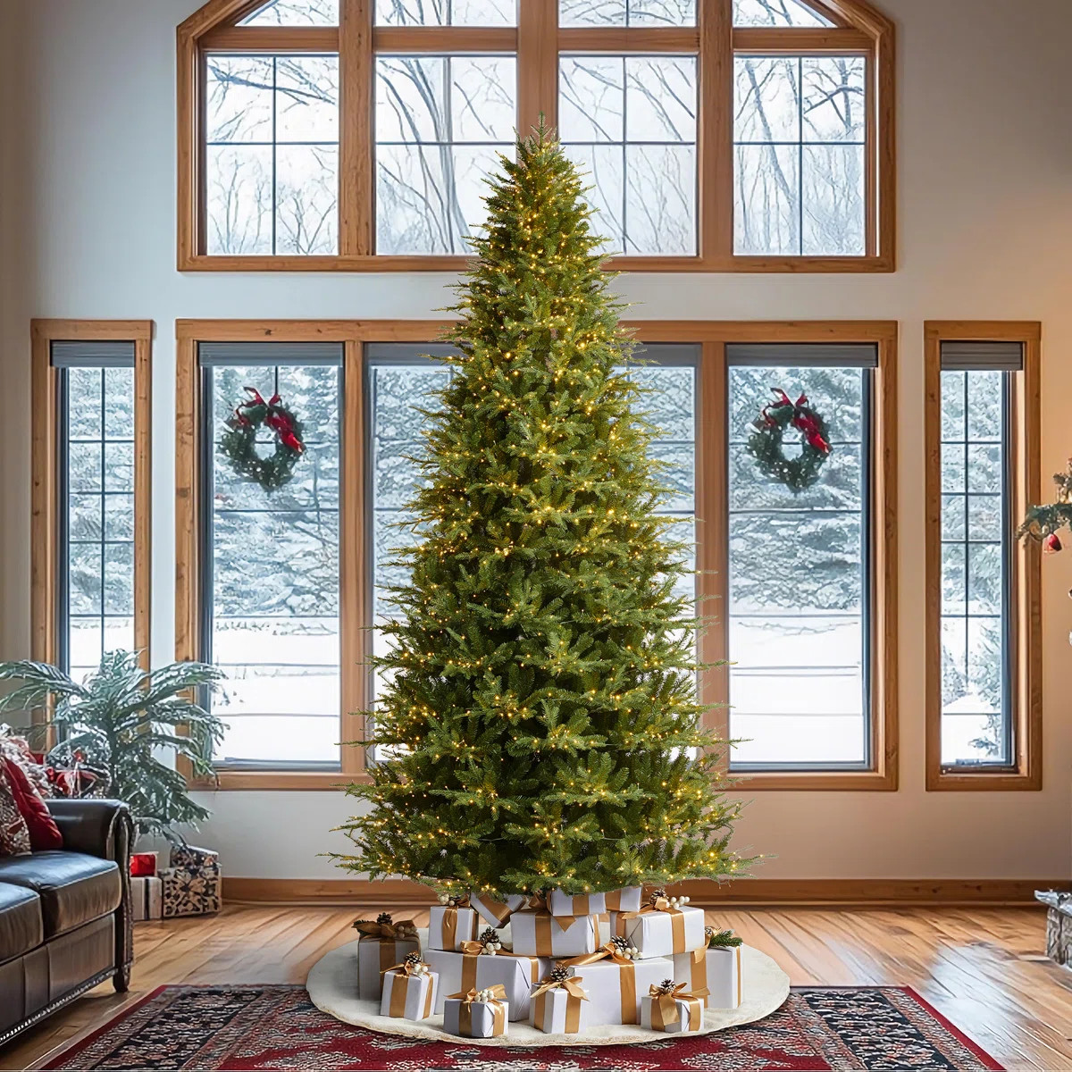 Leilonie Pre-Lit Green Full Fir Artificial Christmas Tree with Lights | Wayfair North America