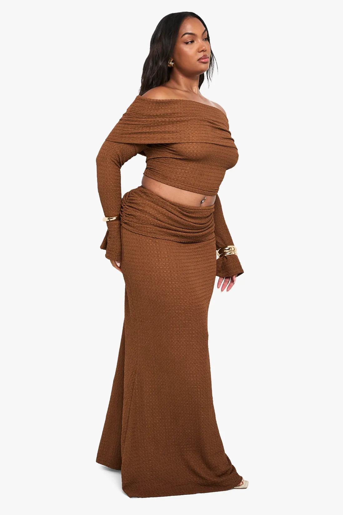 PLUS CRINKLE FOLD OVER MAXI SKIRT | boohoo (US & Canada)