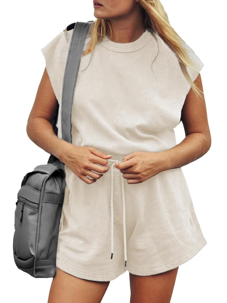 Glamaker Women's Summer Casual Shorts Romper Open Back Sleeveless Workout One Piece Jumpsuits Wit... | Amazon (US)