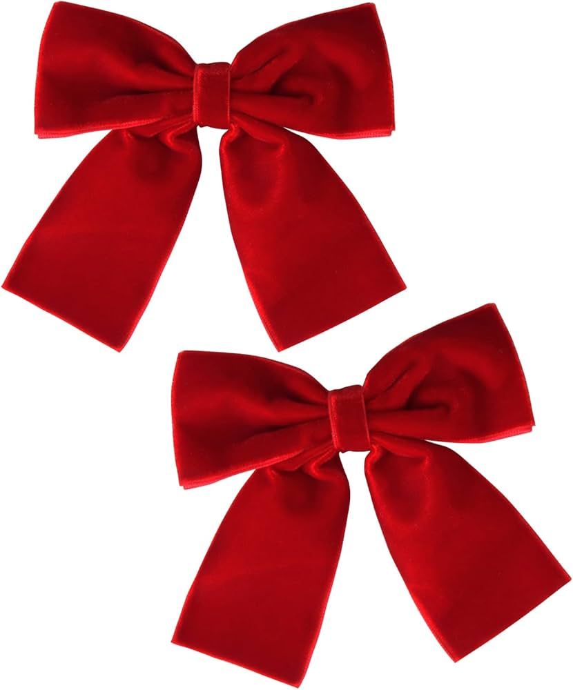 2PCS Velvet Hair Bows Red Hair Ribbon Clips 4" Big Fall Alligator Clips Hair Accessories for Wome... | Amazon (US)