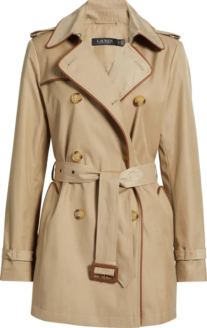 Lauren Ralph Lauren Belted Water Resistant Double Breasted Trench Jacket | Nordstrom | Nordstrom