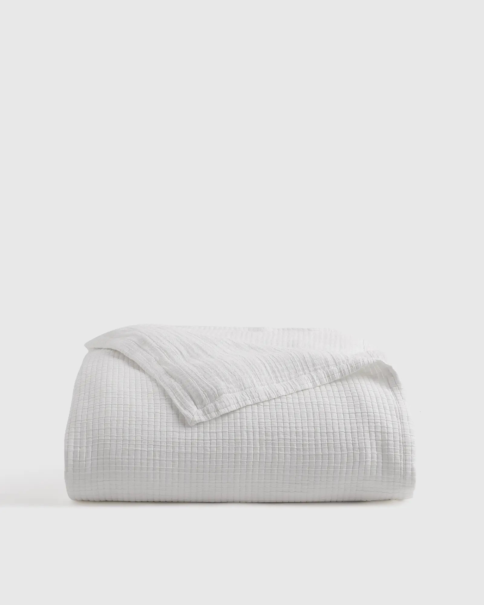 Organic Ribbed Cotton Coverlet in White | Quince