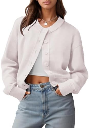 UNCLECAT Womens Cropped Cardigan Sweaters Casual Long Sleeve Crewneck Button Down Knit Outerwear ... | Amazon (US)