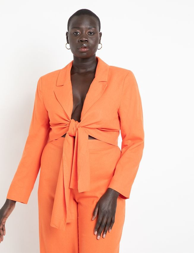 Tie Front Crop Blazer | Eloquii