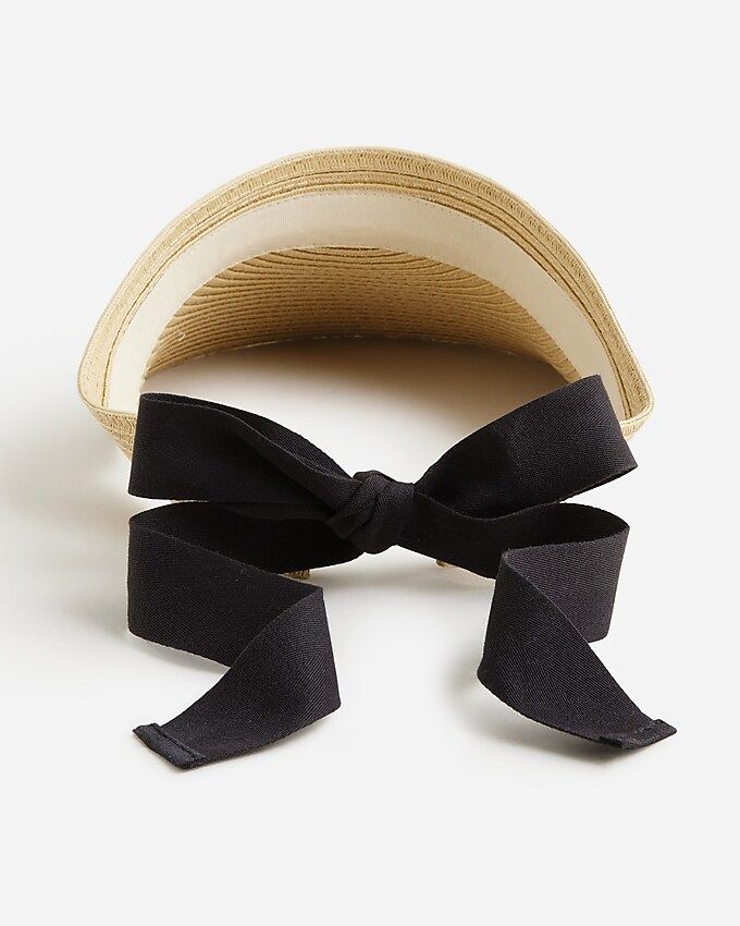 Packable straw visor with ribbon ties | J.Crew US
