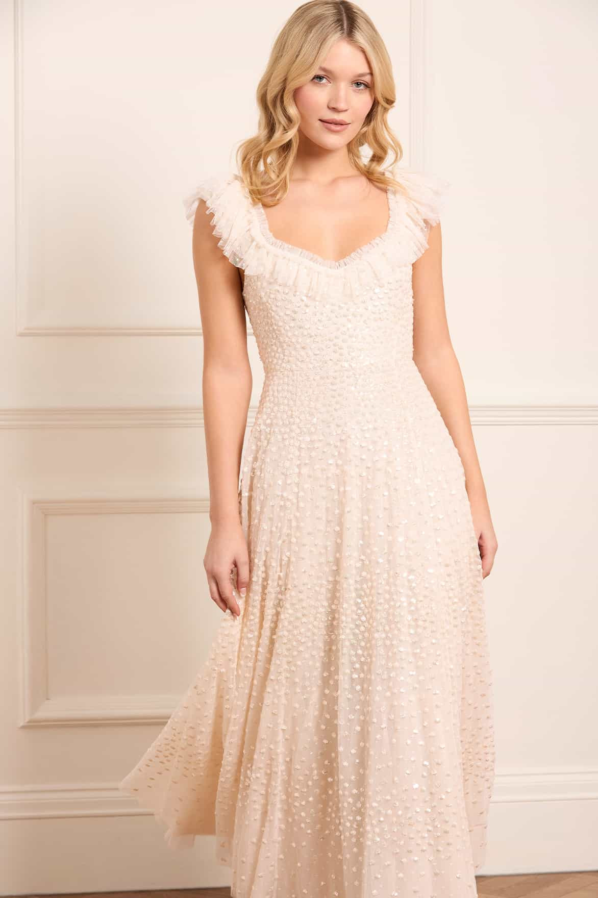 Scatter Dot Ruffle Ankle Gown | Needle & Thread