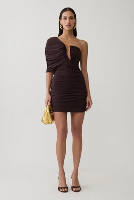 Kaiydo Gathered Centre Wire Mini Dress / Chocolate | MESHKI | S | MESHKI US