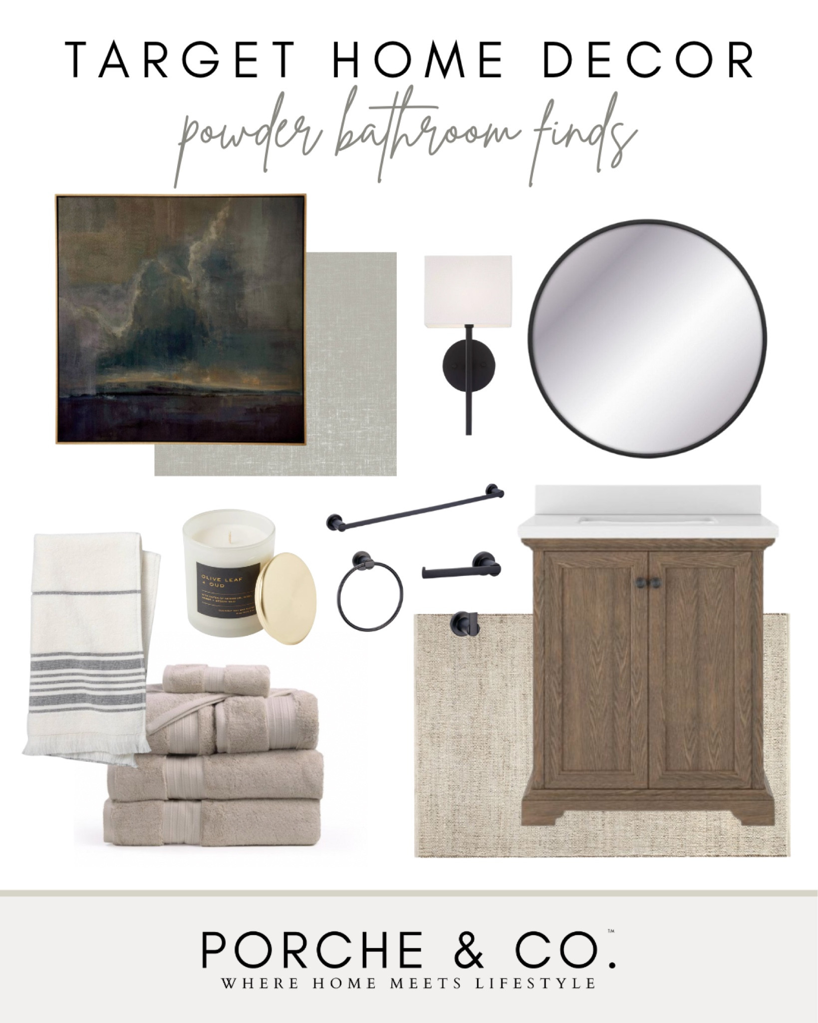 Affordable powder bathroom design, powder bathroom moodboard, powder room inspo, bathroom mood board, half bath, guest bath, Target home decor

#LTKstyletip #LTKSeasonal #LTKhome