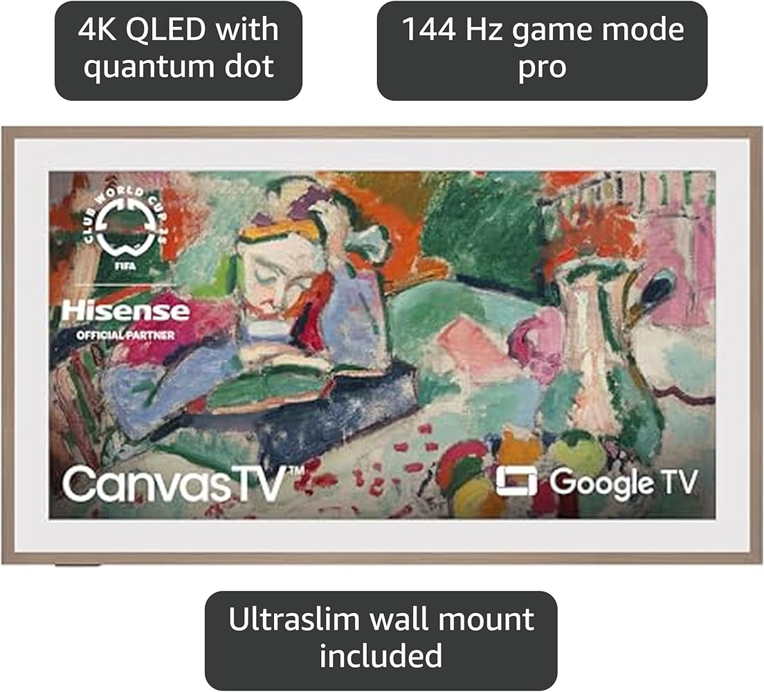 Hisense 65-Inch Class QLED 4K S7N CanvasTV™ Series Dolby Vision HDR Google Smart TV (65S7N) - 1... | Amazon (US)