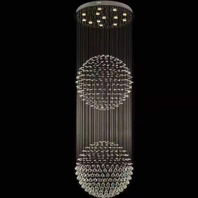 FINE MAKER Silver Raindrop Crystal Chandelier 19.7" 5-Light Double Ball Ceiling Light Fixtuer for... | Walmart (US)