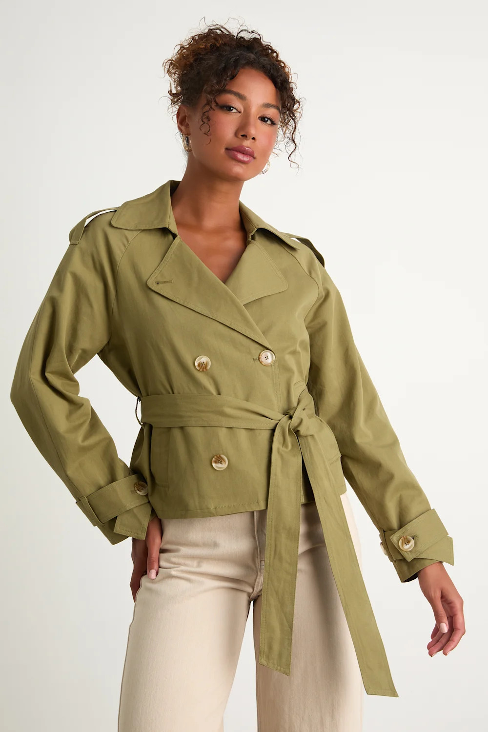 Lianna Green Cropped Trench Coat | Lulus