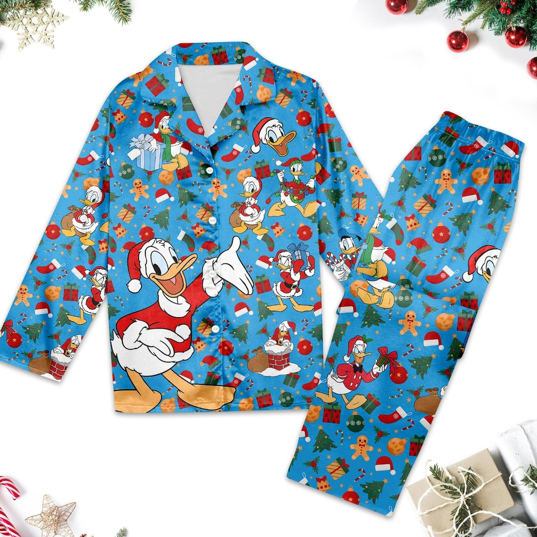 Donald Duck Christmas Pajamas, Donald Duck Christmas Pajama Set Gift Women for Holiday, Cartoon X... | Etsy (US)