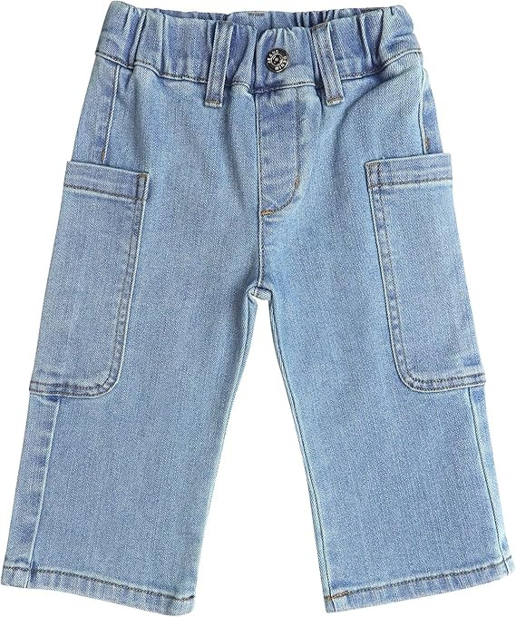 KIDSCOOL SPACE Baby Girls Wide-Leg Cargo Jeans,Toddler Boy Elastic Waist with D-Ring Loops Stretc... | Amazon (US)