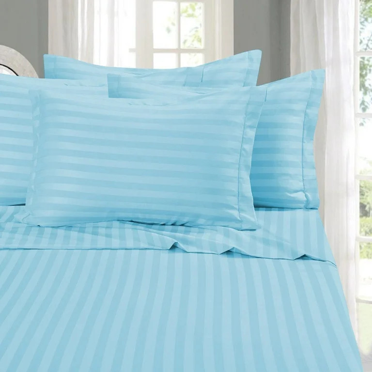 Elegant Comfort 1500 Series Aqua 4-Piece Stripe Duvet Cover Set, Full/Queen | Walmart (US)