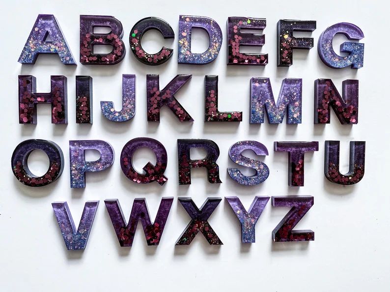 Just Mauvelous Purple Trio Glitter Alphabet Resin Letters | Etsy | Etsy (US)
