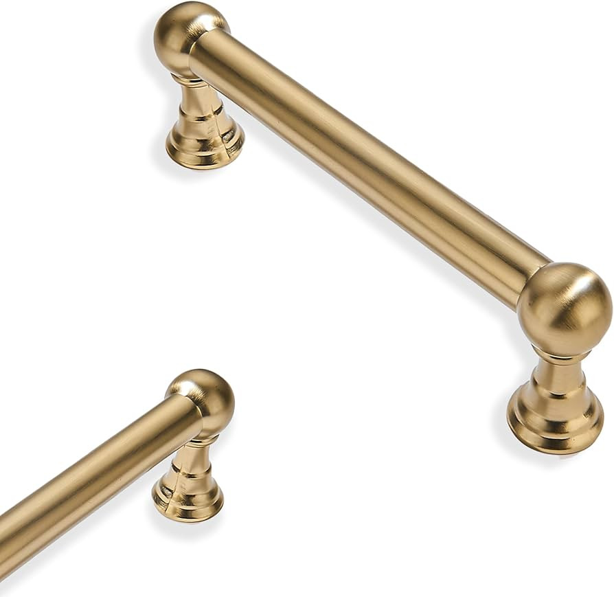 10 Pack 3 Inch Hole Center Brushed Brass Cabinet pulls Solid Heavy Duty Drawer Handles Dresser Ha... | Amazon (US)
