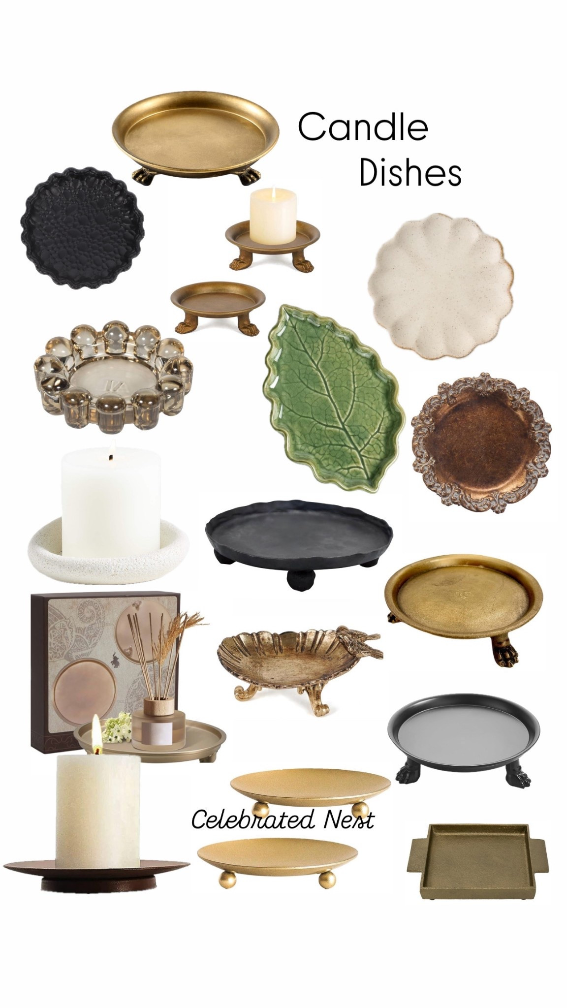✨ Candle dishes that bring the perfect finishing touch to any space! From elegant brass pedestals to textured ceramic plates and decorative footed trays, these little beauties protect your surfaces while adding major style points. Whether you’re going for modern minimalist vibes with sleek black rounds, cozy farmhouse feels with scalloped edges, or elevated elegance with metallic finishes - there’s a dish here for every candle and every aesthetic. The footed designs create gorgeous height and visual interest, while flat plates work perfectly for pillar candles or multiple tea lights grouped together. Swipe to shop each style and give your candles the foundation they deserve! 🕯️
#candledecor #homedecor #candles #HomeDesign #interiordesign #ltk #homedecorfinds

#LTKStyleTip #LTKHome #LTKSeasonal