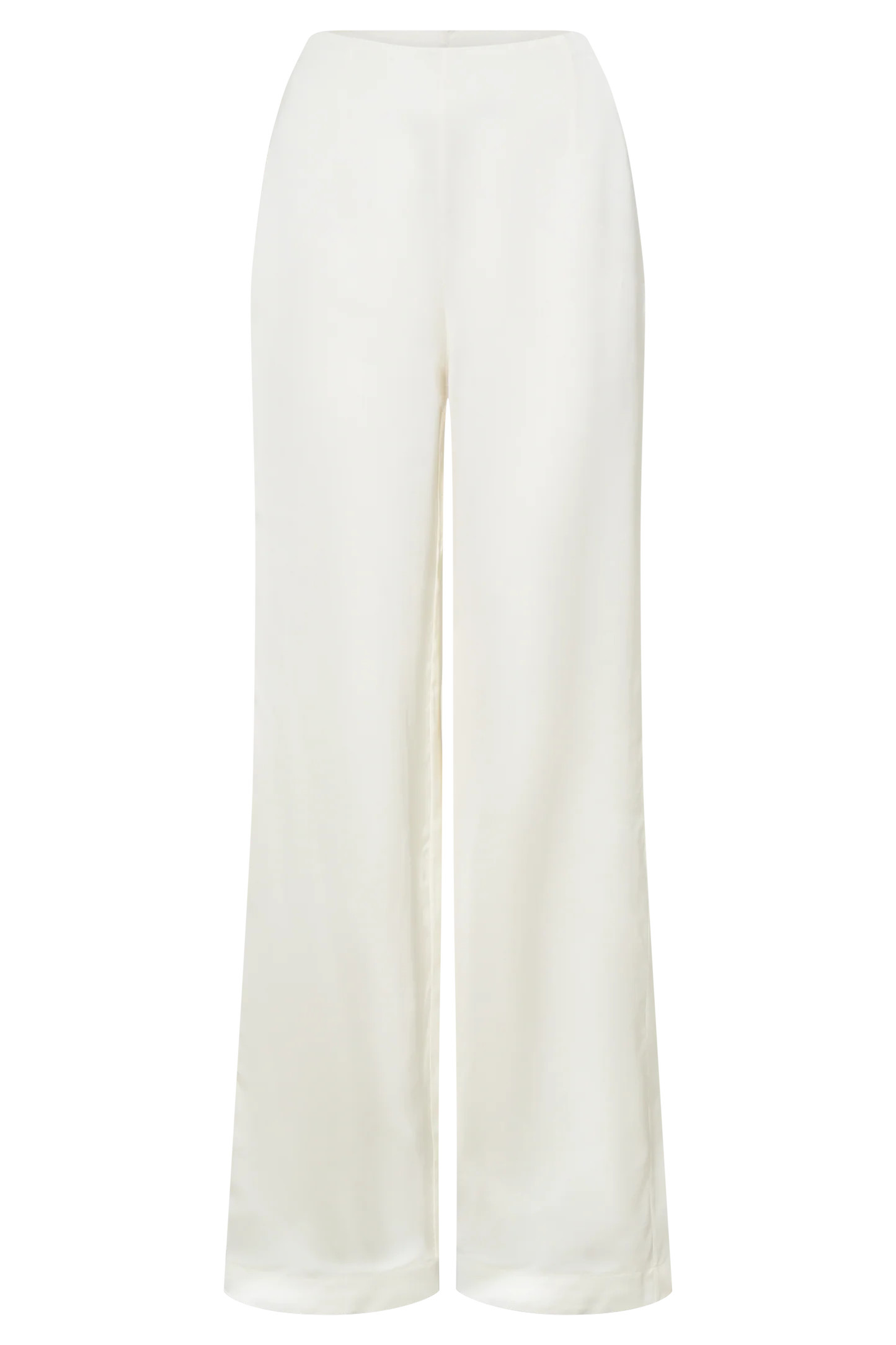 Sydney Straight Leg Satin Pants - Ivory | Meshki UK