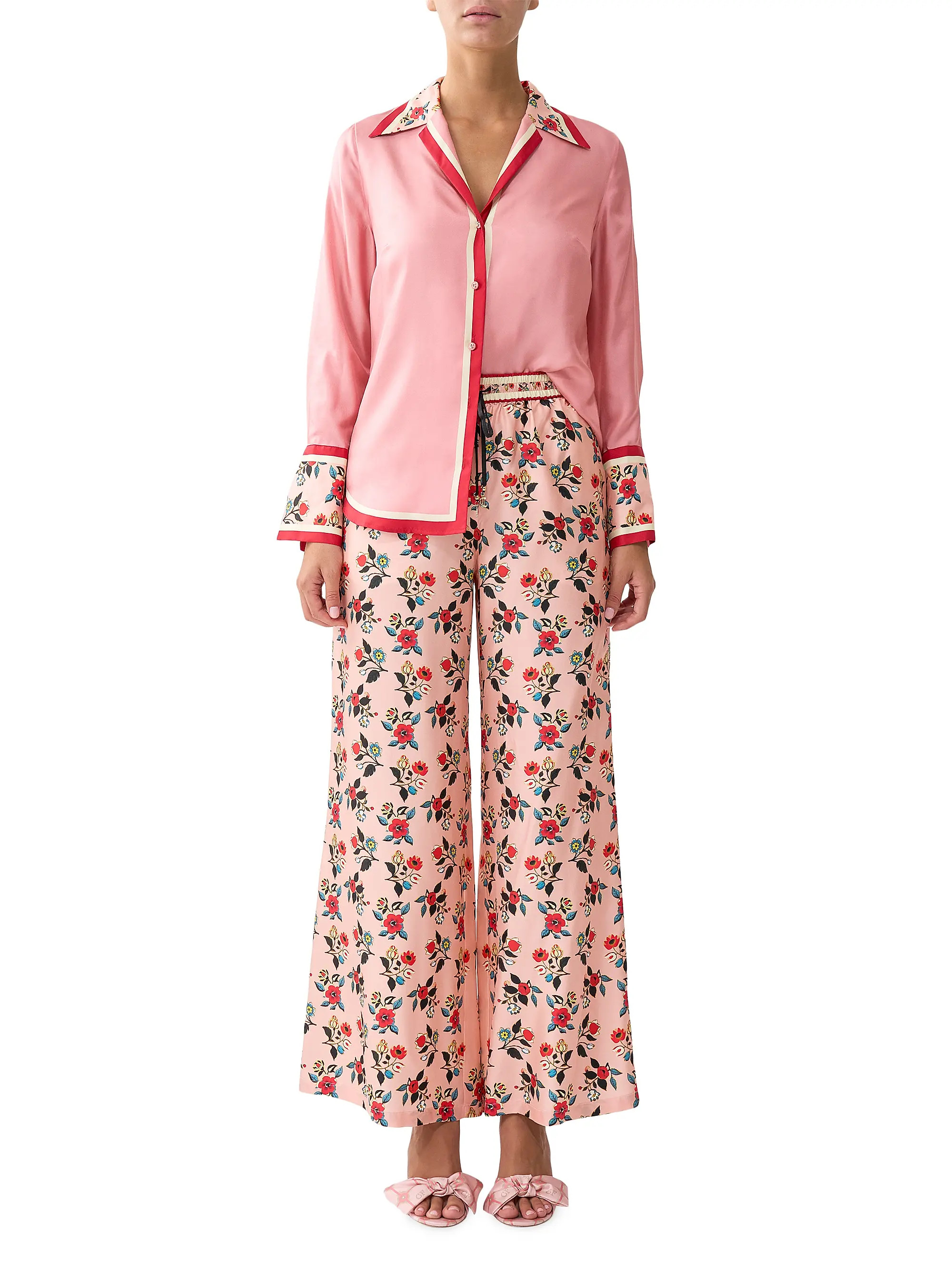 Pink Porto Floral Silk Lounge Pants | Saks Fifth Avenue