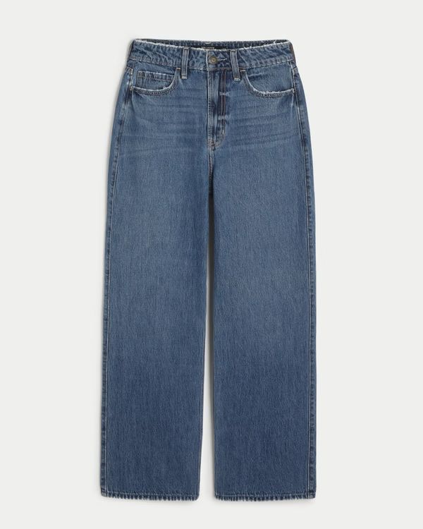 Ultra High-Rise Medium Wash Baggy Jeans | Hollister (US)