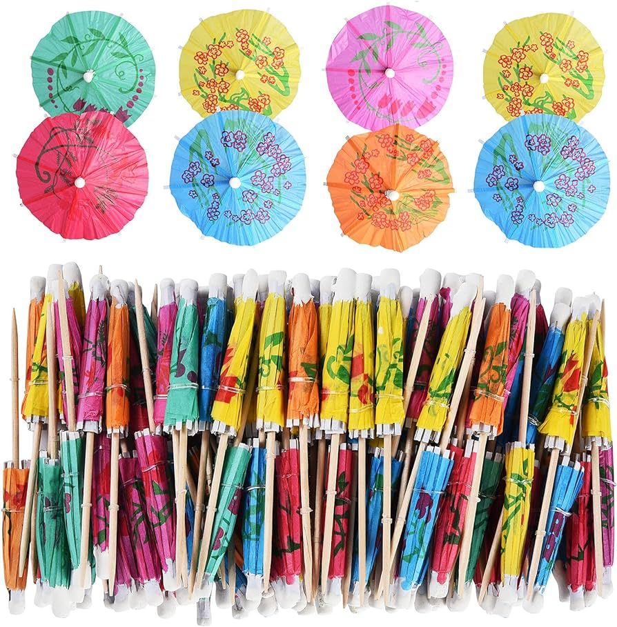 ALINK 144-Pack Cocktail Drink Umbrella Picks, Cupcake Toppers, Luau Parasols Toothpicks for Tropi... | Amazon (US)