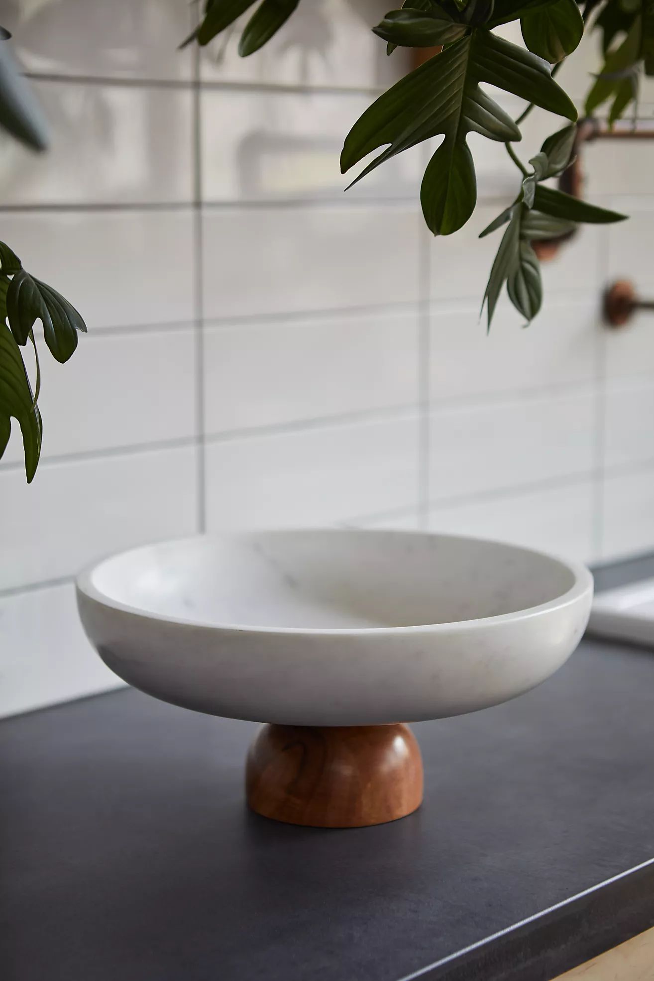 Marble + Wood Footed Serving Bowl | Anthropologie (US)