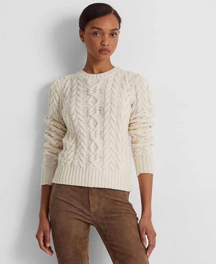 Lauren Ralph Lauren Aran-Knit Wool-Cashmere Sweater & Reviews - Sweaters - Women - Macy's | Macys (US)
