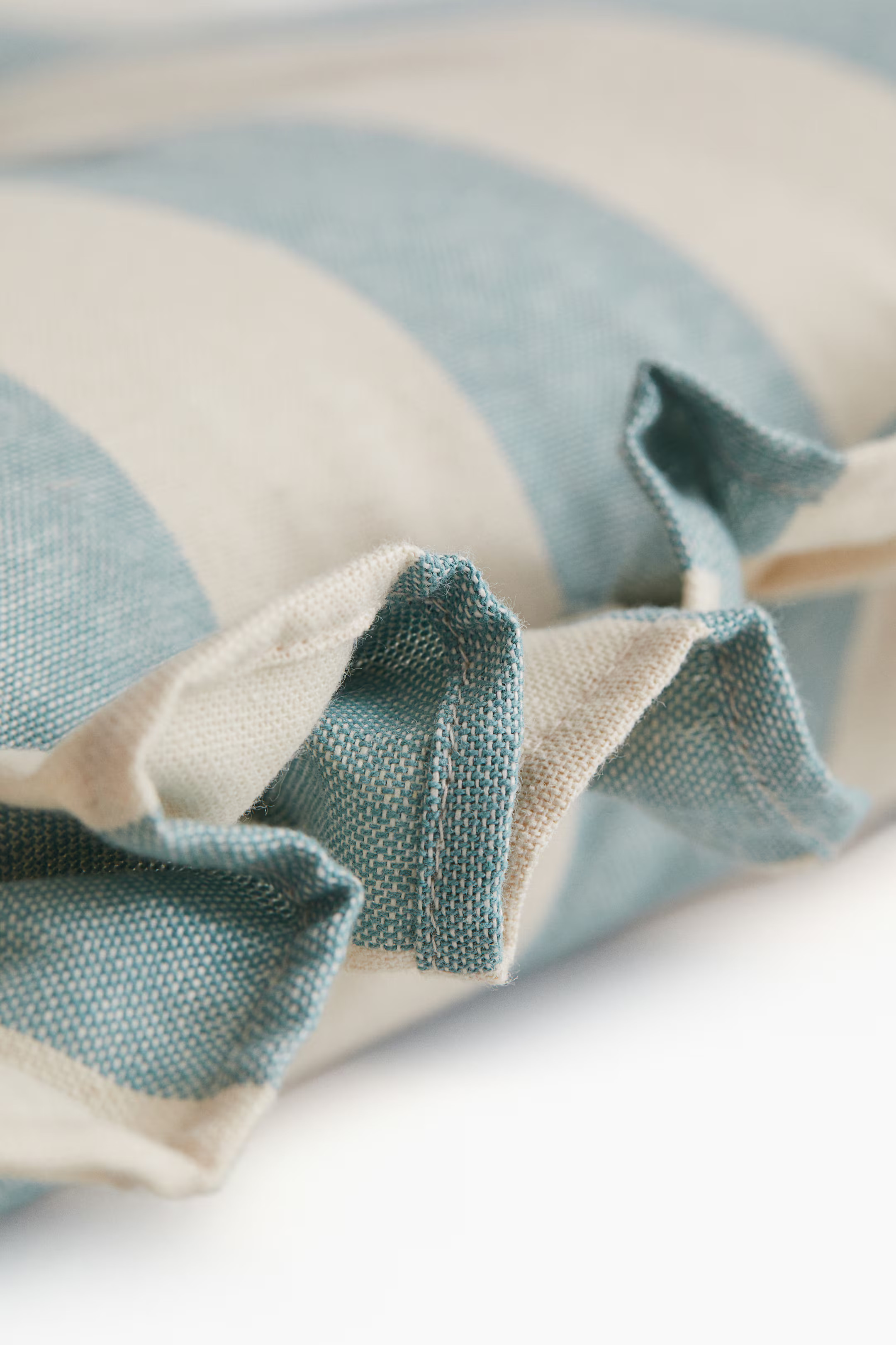Ruffle-trimmed Cotton Seat Cushion - Turquoise/striped - Home All | H&M US | H&M (US + CA)