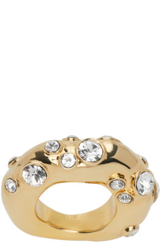 Dries Van Noten - Gold Crystal Embellished Ring | SSENSE