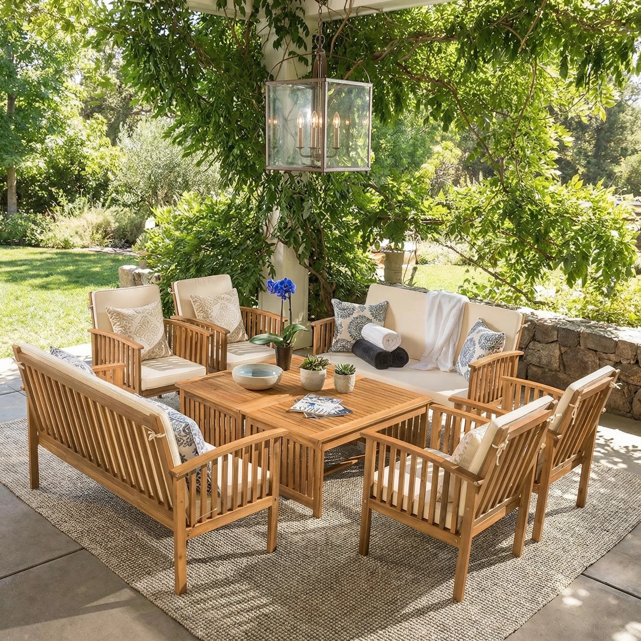 From afternoon lounging to evening drinks — this set makes outdoor entertaining feel effortless. ON SALE and under $1,000.

Keywords:

* patio conversation set
* acacia outdoor furniture
* 8 person patio set
* outdoor lounge furniture
* backyard seating set
* patio sofa set
* cushioned outdoor furniture
* outdoor living set
* outdoor entertaining
* backyard gatherings
* patio ideas
* summer hosting
* outdoor living space
* evening drinks outside
* garden lounge setup
* poolside seating
* resort style living
* relaxed luxury
* warm neutral aesthetic
* natural outdoor decor
* vacation at home
* laid-back elegance
* outdoor comfort
* elevated backyard design

#LTKHome #LTKSeasonal #LTKSaleAlert
