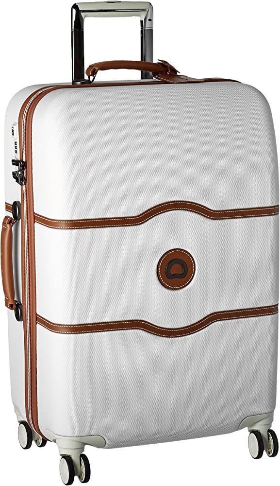 Chatelet Hardside Luggage with Spinner Wheels, Champagne White, Checked-Medium 24 Inch, with Brak... | Amazon (US)