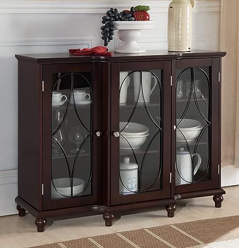Kings Brand Furniture - Wood Storage Sideboard Buffet Cabinet Console Table, Cherry | Amazon (US)