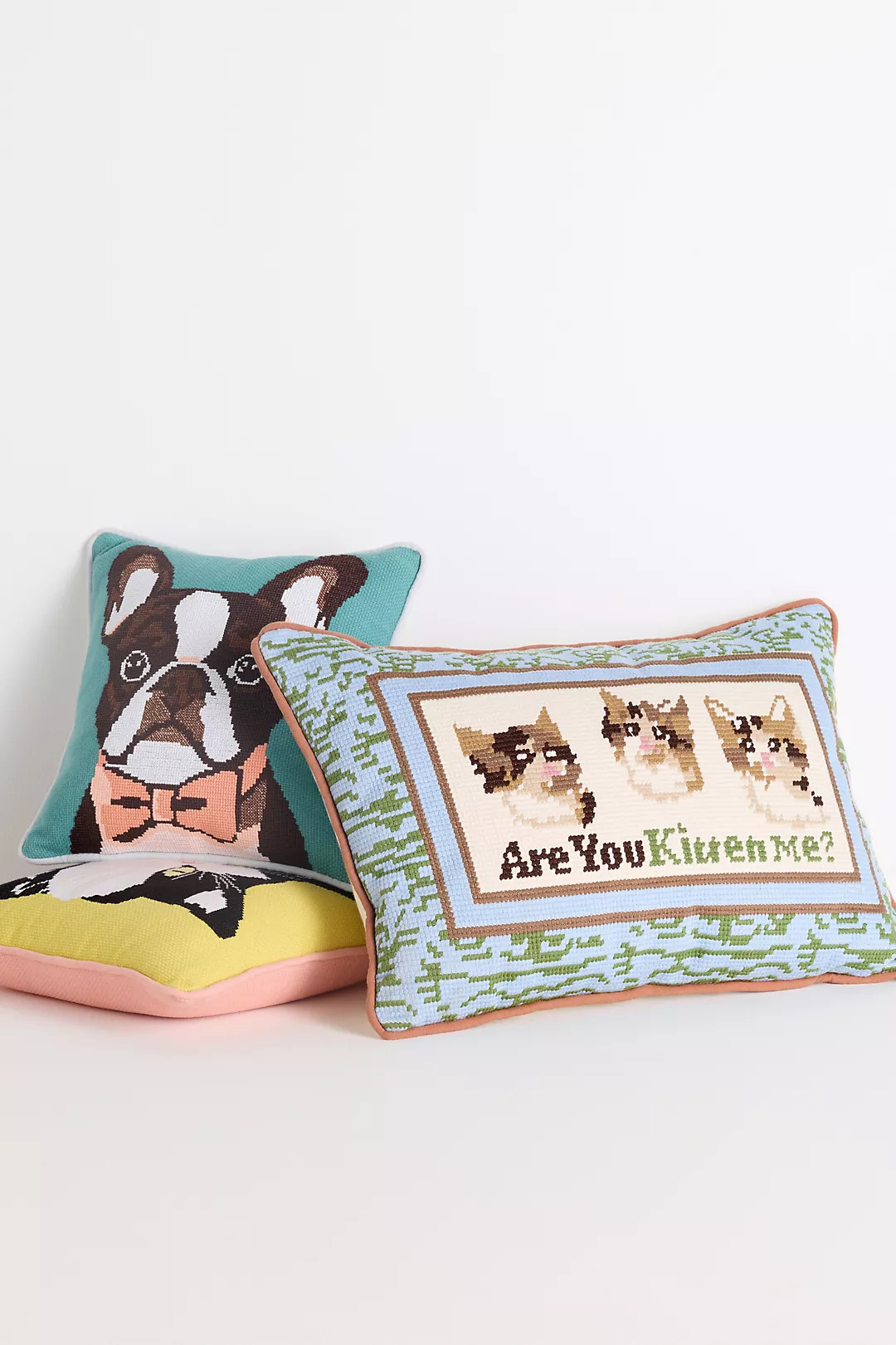 Arden Cotton Needlepoint Animal Pillow | Anthropologie (US)