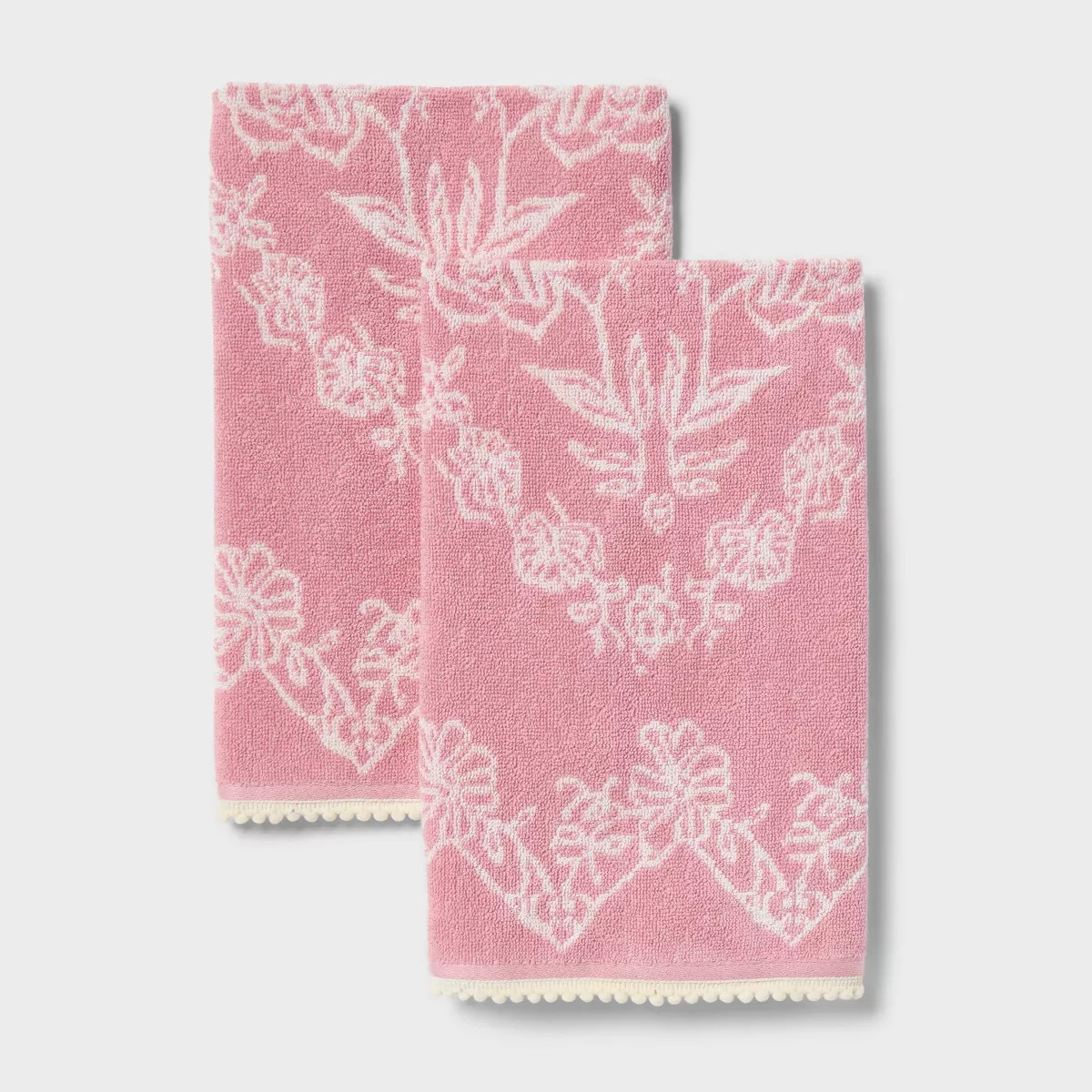 2pk Valentine's Day Lace Border Jacquard Hand Towel Set - Threshold™ | Target