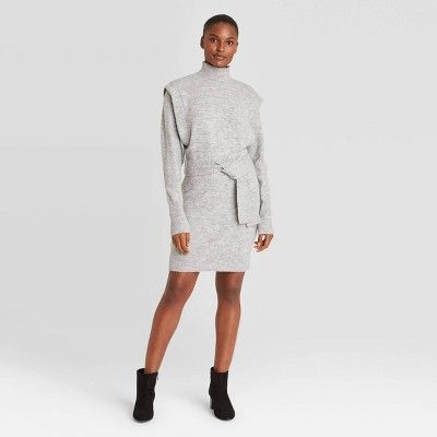 Women's Strong Shoulder Long Sleeve Sweater Dress - Prologue™ Gray | Target