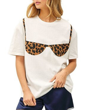Things Between Cheetah Bra Crew Neck Short Sleeve Knit Tee | Dillard's | Dillard's