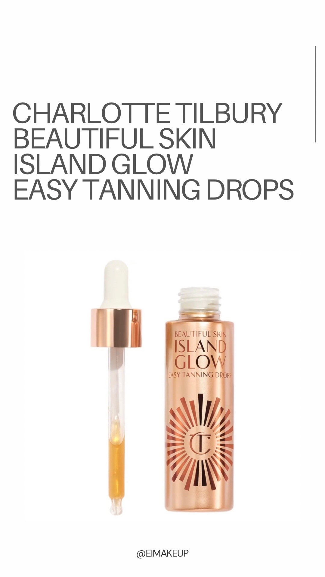The Charlotte Tilbury Beautiful Skin Island Glow Easy Tanning Drops are designed to give your skin a natural, sun-kissed glow without needing actual sun exposure. These customizable tanning drops can be mixed into your moisturizer or applied directly to the skin, allowing you to control the depth of your bronze—from a subtle radiance to a deeper golden tan. Infused with hydrating hyaluronic acid and tan-enhancing molecules like erythrulose, the formula helps create an even, streak-free finish while keeping skin looking plump, smooth, and luminous. Light-reflecting pigments add an instant glow, while the gradual tan develops over 6–8 hours and lasts for several days, making it perfect for achieving that effortless “island glow” complexion year-round.  ￼

#LTKSeasonal #LTKBeauty #LTKgrwm