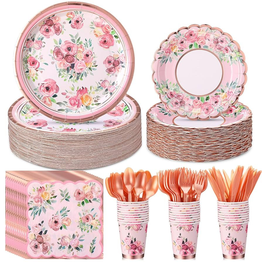 350 Pcs Mother's Day Vintage Floral Party Supplies Tableware Set Disposable 9'' 7'' Paper Plates ... | Amazon (US)
