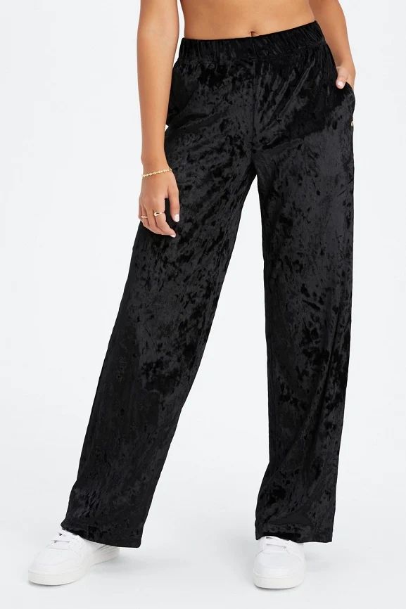 Go-To Crushed Velour Wide Leg Pant | Fabletics - North America