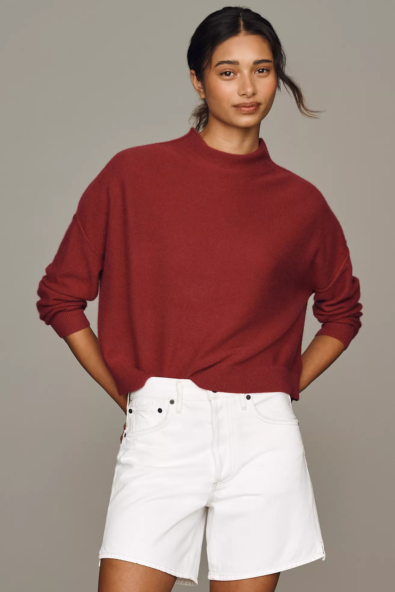 Pilcro Alani 100% Cashmere Mock-Neck Sweater | Anthropologie (US)