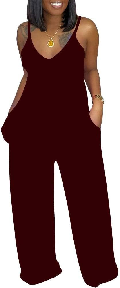TOPSRANI Women Casual Jumpsuits One Piece Outfits Cute Rompers Sleeveless Spaghetti Strap Loose W... | Amazon (US)