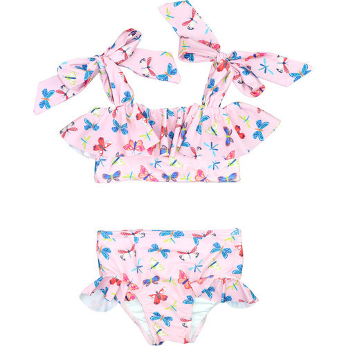 Pink Multicolored Butterfly Lycra Bikini | Cecil and Lou