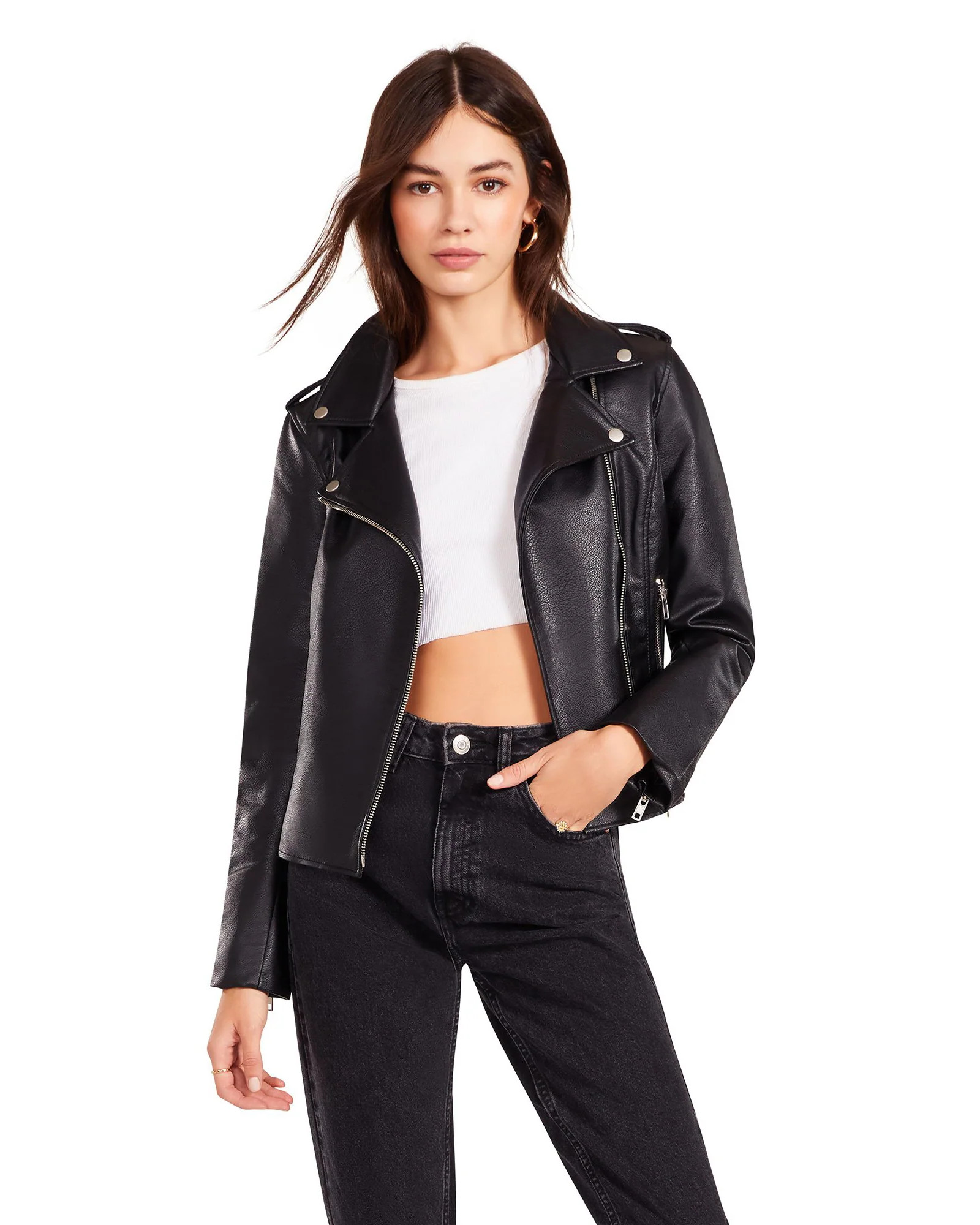 JUST RIDE VEGAN LEATHER JACKET BLACK | Steve Madden (US)