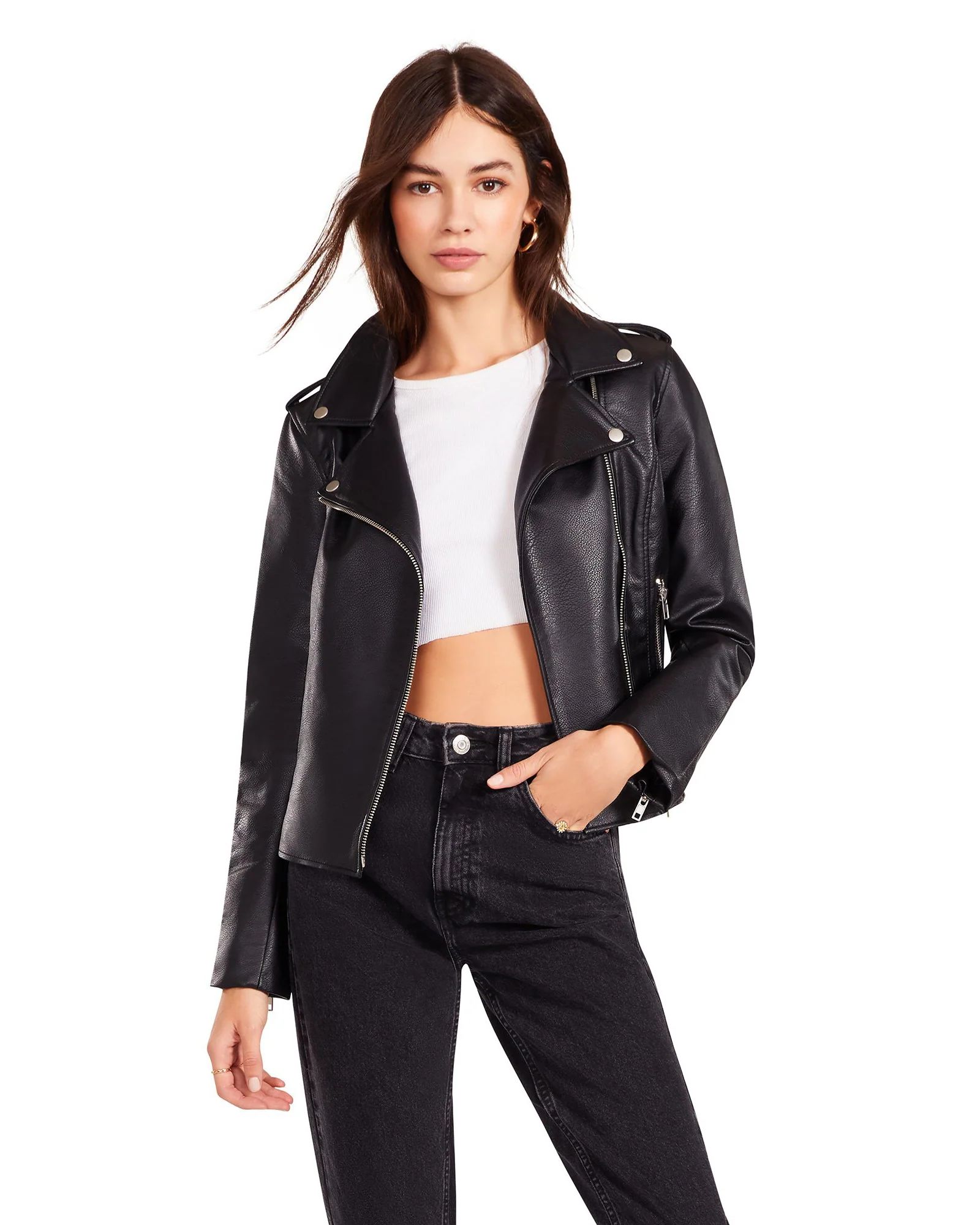 JUST RIDE VEGAN LEATHER JACKET BLACK | Steve Madden (US)