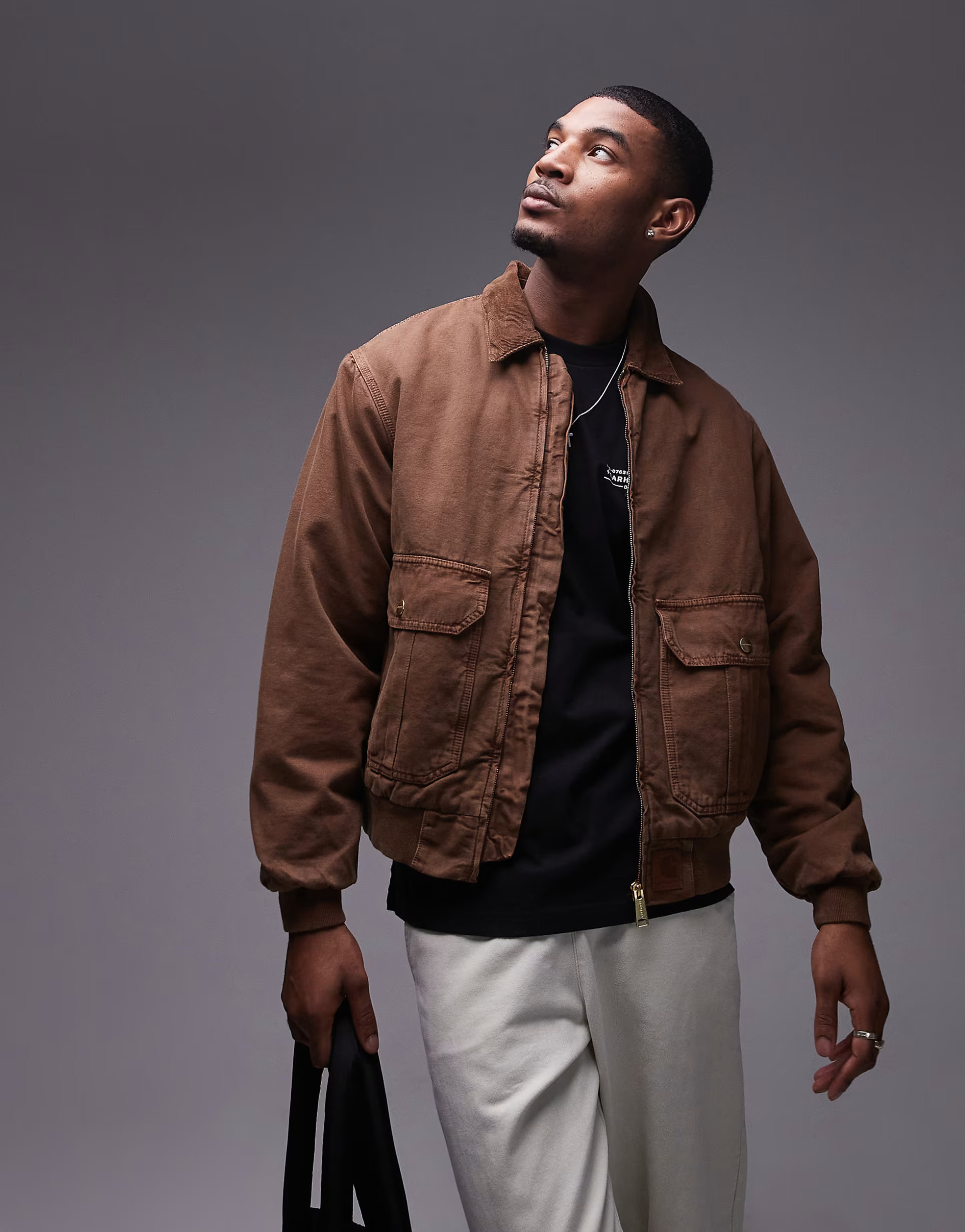 Carhartt WIP stanton zip up jacket in light brown | ASOS (Global)